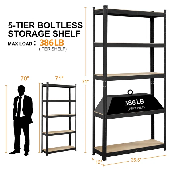 35.5'' W Metal Height -Adjustable Shelving Unit - Image 3