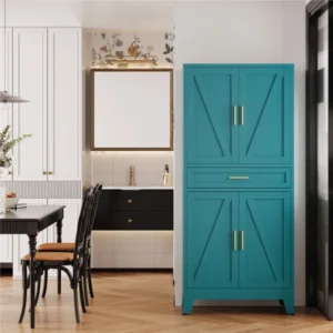 Large Metal Kitchen Pantry Cabinet With Adjustable Shelves - Freestanding Kitchen Storage Cabinet For Dining Room,livingroom Bathroom, Hallway, Workshop, Office (blue, 71"-1 Drawer)