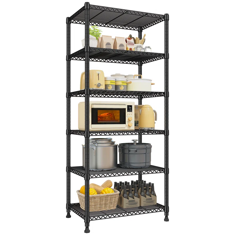 Metal Shelving Unit, 6-tier Adjustable Storage Shelves Rack